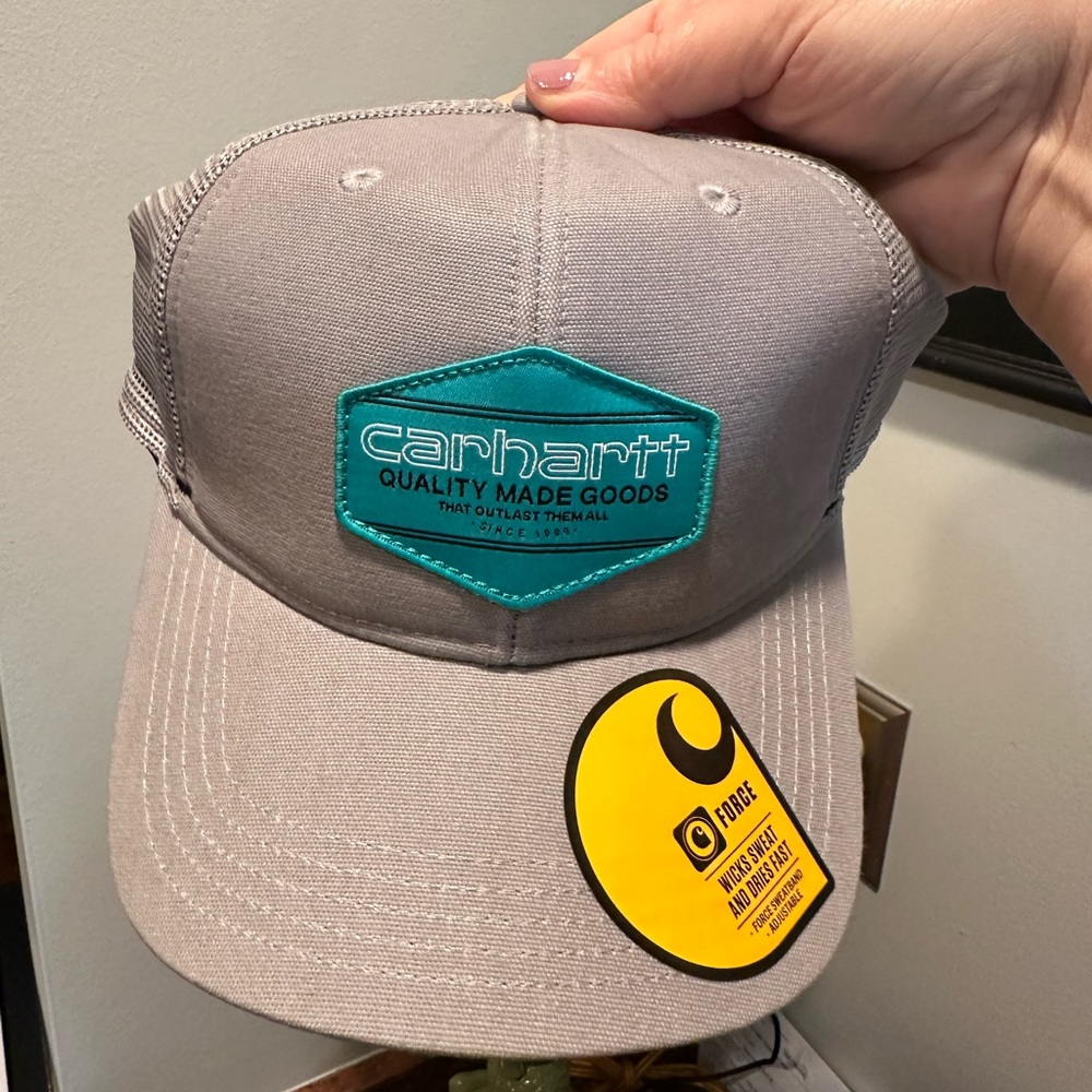 Carhartt force men’s cap hat canvas mesh snapback gray teal patch sweat wicking